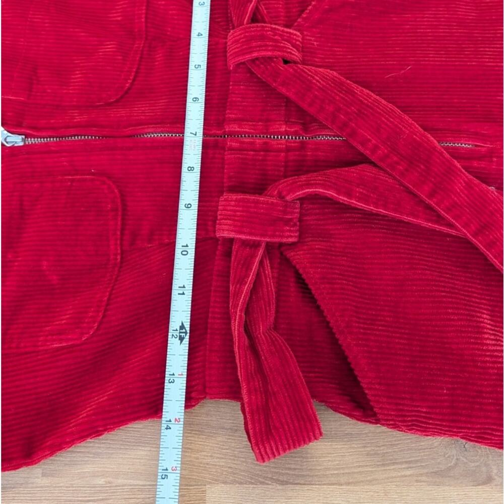 & Other Stories Corduroy Belted Jumpsuit Womens 2 Red Short Sleeve Zipper - Picture 6 of 12